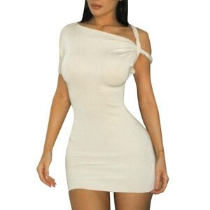 Cream One-Shoulder Dress